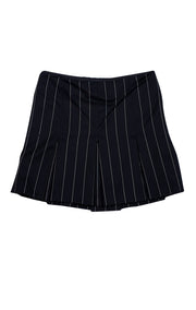 Ralph Lauren Purple - Black & White Pinstriped Wool Pleated Skirt Sz 8 - Current Boutique