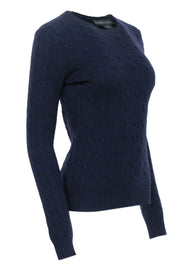 Current Boutique-Ralph Lauren - Navy Cashmere Cable Knit Sweater Sz M