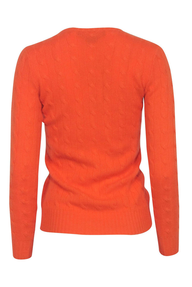 Current Boutique-Ralph Lauren - Orange Cable nit Cashmere Sweater Sz S