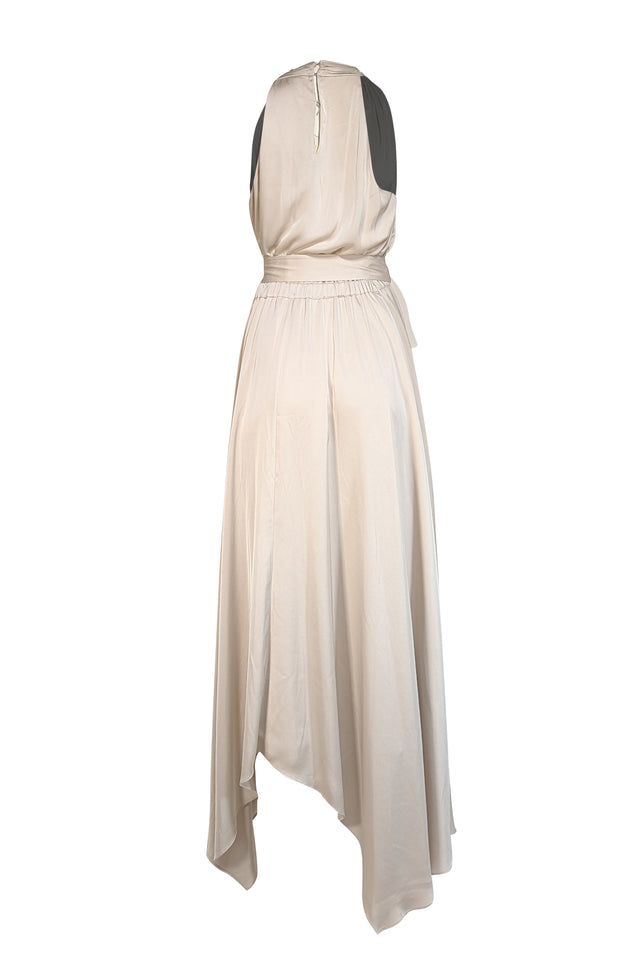 Ramy Brook - Champagne Sleeveless " Brynne" Belted Dress Sz M - Current Boutique