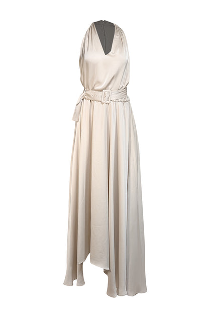 Ramy Brook - Champagne Sleeveless " Brynne" Belted Dress Sz M - Current Boutique