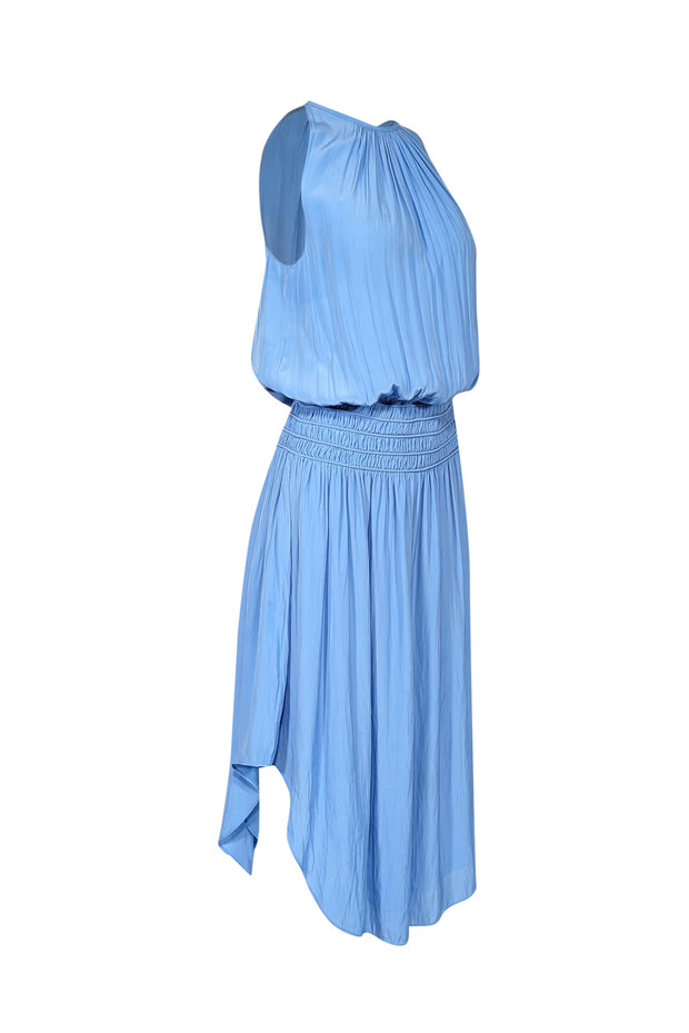 Current Boutique-Ramy Brook - Light Blue Satin Smocked Waist Midi Dress Sz S