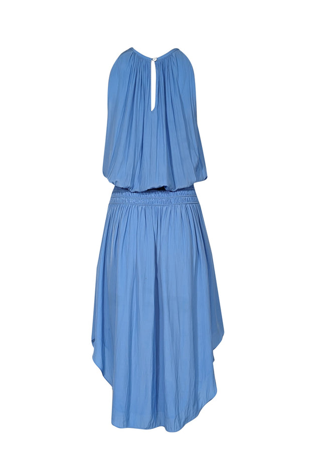 Current Boutique-Ramy Brook - Light Blue Satin Smocked Waist Midi Dress Sz S