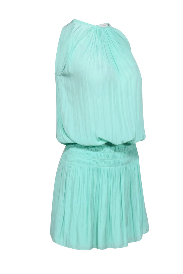 Current Boutique-Ramy Brook - Light Green Satin Smocked Drop Waist Dress Sz XXS