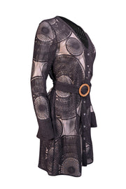 Ramy Brook - Black Semi Sheer Eyelet Long Sleeve "Teresa" Dress Sz L - Current Boutique