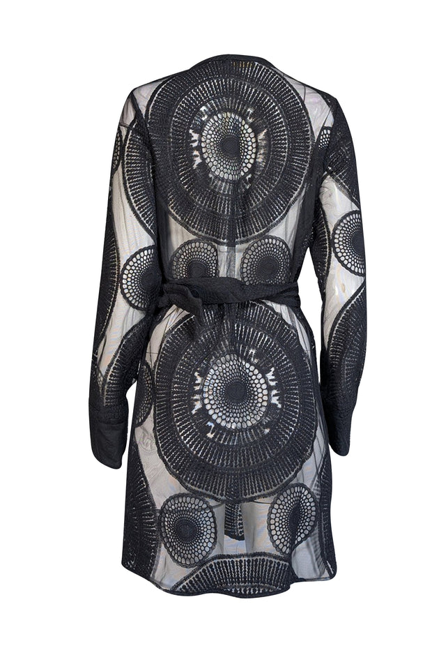 Ramy Brook - Black Semi Sheer Eyelet Long Sleeve "Teresa" Dress Sz L - Current Boutique
