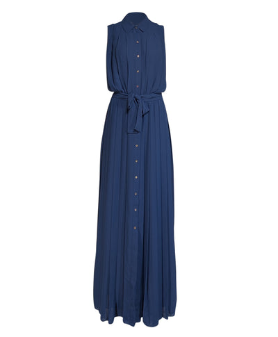 Current Boutique-Ramy Brook - Navy Pleated "Caroline" Maxi Dress Sz M