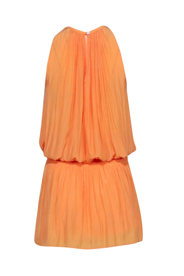 Current Boutique-Ramy Brook - Pastel Orange Satin Smocked Drop Waist Dress Sz XS