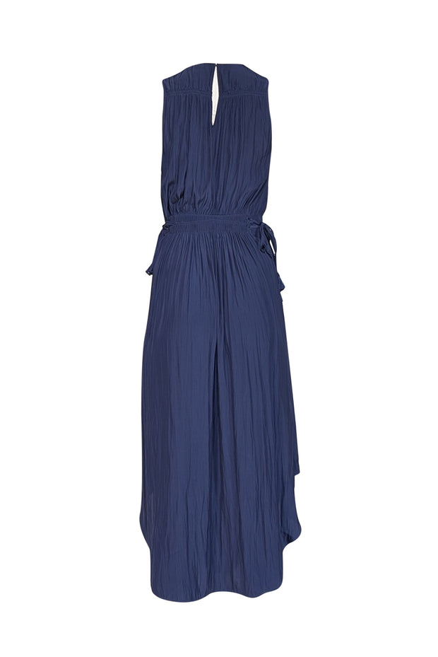Current Boutique-Ramy Brook - Navy Satin Drawstring Smocked Waist Dress Sz XS