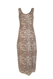 Current Boutique-Ramy Brook - Grey & Taupe Print Sequin Sleeveless "Artie" Dress Sz L