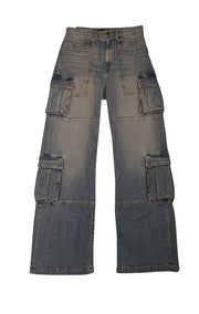Ramy Brook - Blue Medium Wash "Giana" Cargo Pocket Jeans Sz 8 - Current Boutique
