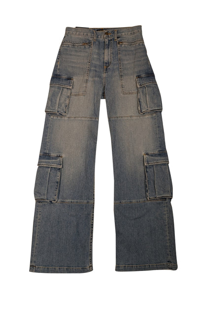Ramy Brook - Blue Medium Wash "Giana" Cargo Pocket Jeans Sz 8 - Current Boutique