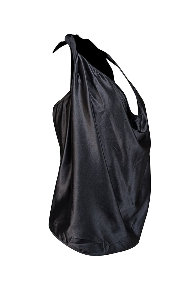 Ramy Brook - Black Silk Blend Halter "Harriet" Top Sz M - Current Boutique