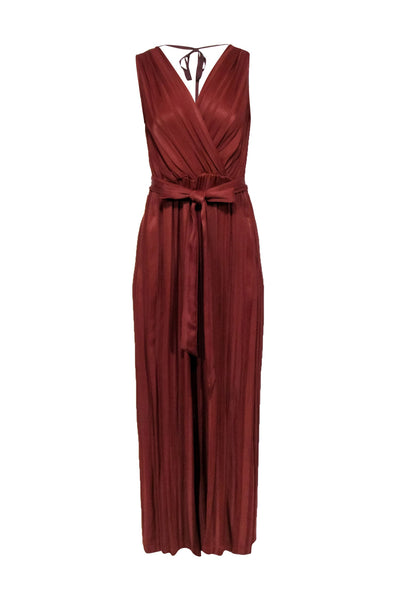 Current Boutique-Raquel Allegra - Rust Orange Pleated Sleeveless Jumpsuit Sz 0