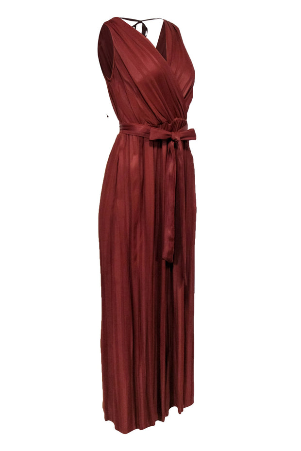 Current Boutique-Raquel Allegra - Rust Orange Pleated Sleeveless Jumpsuit Sz 0
