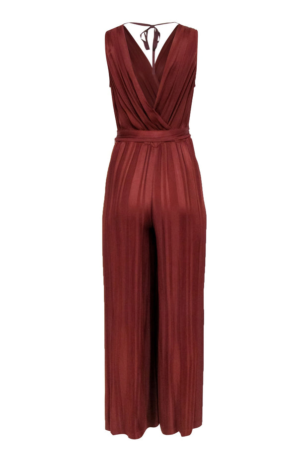 Current Boutique-Raquel Allegra - Rust Orange Pleated Sleeveless Jumpsuit Sz 0