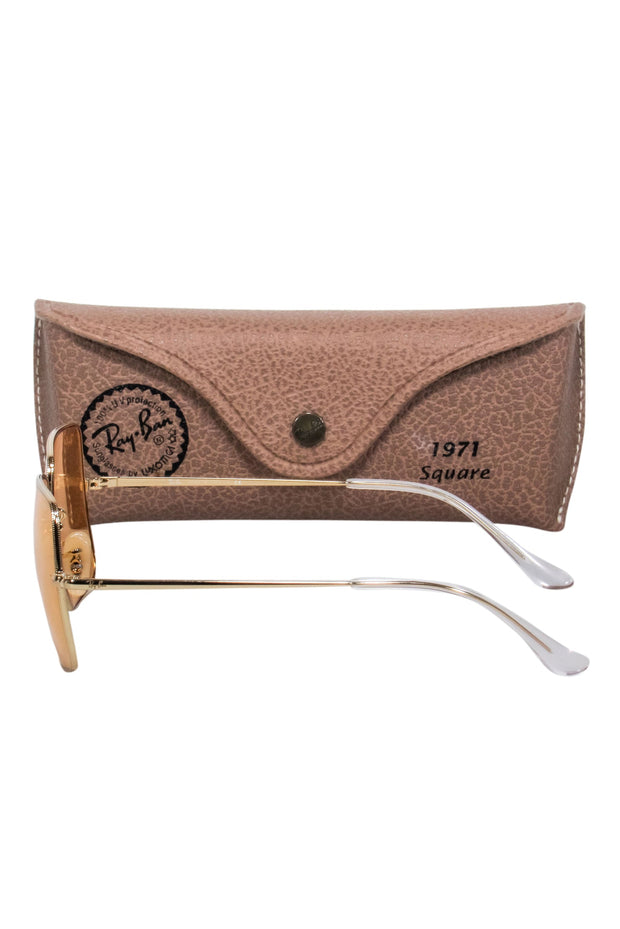 Current Boutique-Ray-Ban - Gold Square Frames w/ Orange Tint Lenses