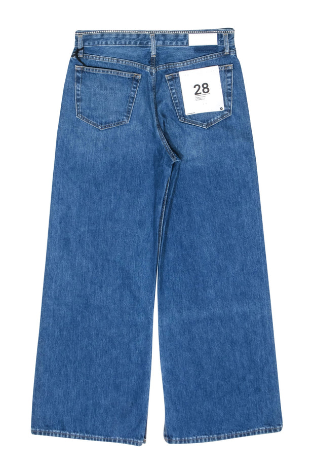 Current Boutique-RE/DONE - Blue "Low Rider Loose Jeans" w/ Rhinestone Waistband Sz M