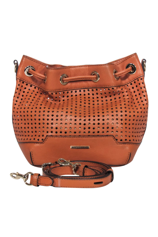 Current Boutique-Rebecca Minkoff - Tan Perforated Leather Bucket Bag
