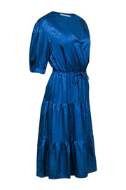 Current Boutique-Rebecca Minkoff - Blue Spotted Brocade Satin Wrap Dress Sz XS