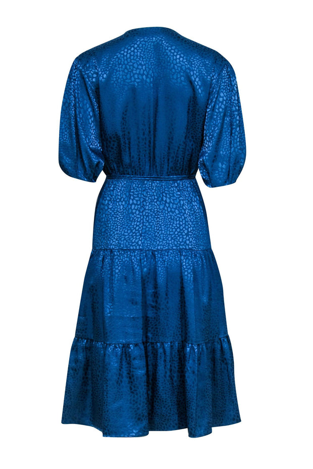 Current Boutique-Rebecca Minkoff - Blue Spotted Brocade Satin Wrap Dress Sz XS