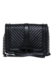 Current Boutique-Rebecca Minkoff - Black Chevron Front Leather Crossbody Bag