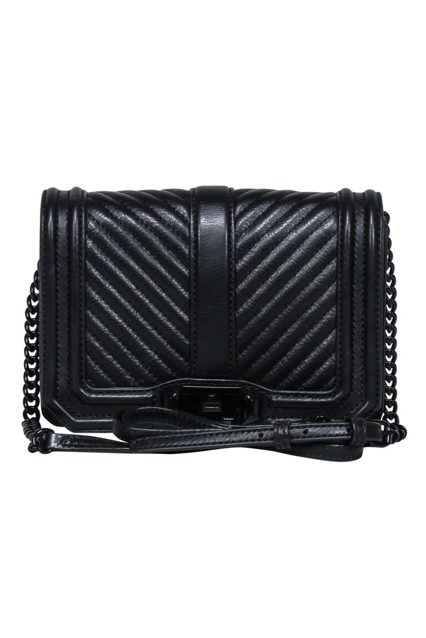 Current Boutique-Rebecca Minkoff - Black Chevron Front Leather Crossbody Bag