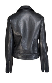 Rebecca Minkoff - Black Vegan Leather Moto Jacket Sz L - Current Boutique