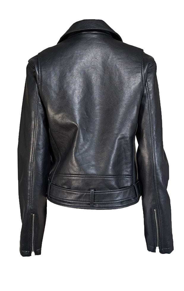 Rebecca Minkoff - Black Vegan Leather Moto Jacket Sz L - Current Boutique