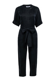 Current Boutique-Rebecca Minkoff - Black Crop Sleeve Zipper Front Jumpsuit Sz XS