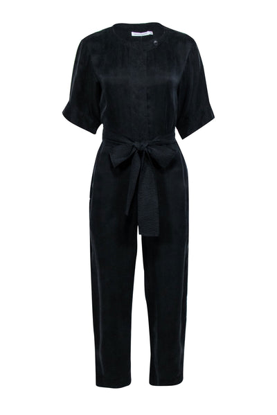 Current Boutique-Rebecca Minkoff - Black Crop Sleeve Zipper Front Jumpsuit Sz XS
