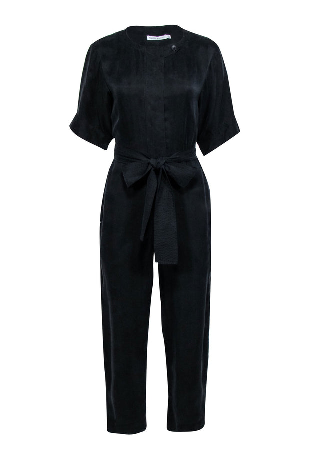 Current Boutique-Rebecca Minkoff - Black Crop Sleeve Zipper Front Jumpsuit Sz XS