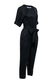 Current Boutique-Rebecca Minkoff - Black Crop Sleeve Zipper Front Jumpsuit Sz XS