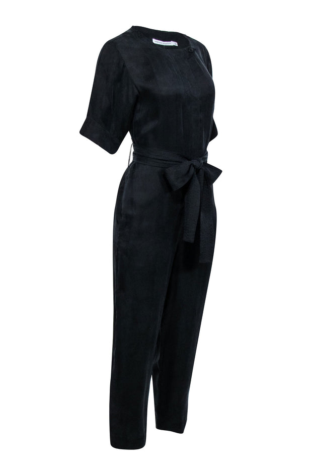 Current Boutique-Rebecca Minkoff - Black Crop Sleeve Zipper Front Jumpsuit Sz XS