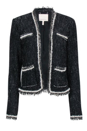 Current Boutique-Rebecca Taylor - Black & Cream Tweed Open Front Blazer Sz 8
