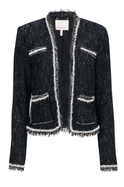 Current Boutique-Rebecca Taylor - Black & Cream Tweed Open Front Blazer Sz 8