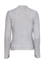 Current Boutique-Rebecca Taylor - Heather Grey & Cream Fuzzy Knit Cardigan Sz M