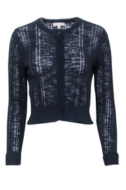 Current Boutique-Rebecca Taylor - Navy Blue Semi Sheer Striped Cardigan Sz M