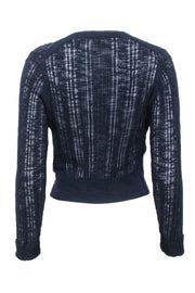 Current Boutique-Rebecca Taylor - Navy Blue Semi Sheer Striped Cardigan Sz M