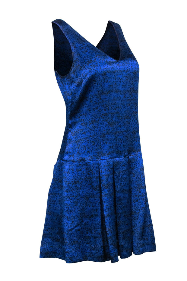 Current Boutique-Rebecca Taylor - Blue & Black Snake Skin Print Silk Dress Sz 0