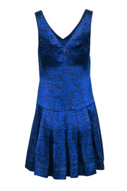 Current Boutique-Rebecca Taylor - Blue & Black Snake Skin Print Silk Dress Sz 0