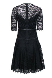 Current Boutique-Rebecca Taylor - Black Lace Leather Trim Dress Sz 2
