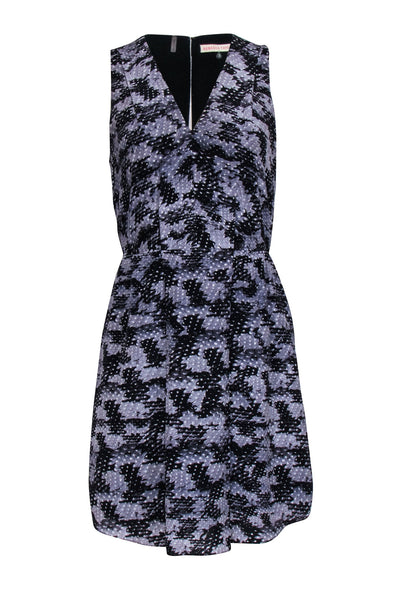 Current Boutique-Rebecca Taylor - Grey & Black Print Sleeveless Keyhole Back Dress Sz 2