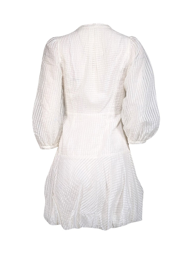 Current Boutique-Rebecca Taylor - Ivory Grid Print Puff Sleeve Dress Sz 0