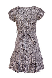 Rebecca Taylor - Light Pink & Black Leopard Print Cap Sleeve Dress Sz 0 - Current Boutique