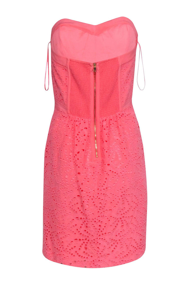 Current Boutique-Rebecca Taylor - Coral Pink Eyelet Strapless Dress Sz 10