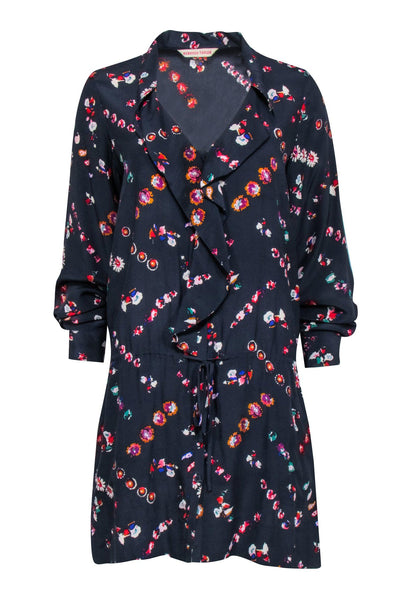 Current Boutique-Rebecca Taylor - Navy Long Sleeve Dress w/ Multi Color Floral Print Sz 2