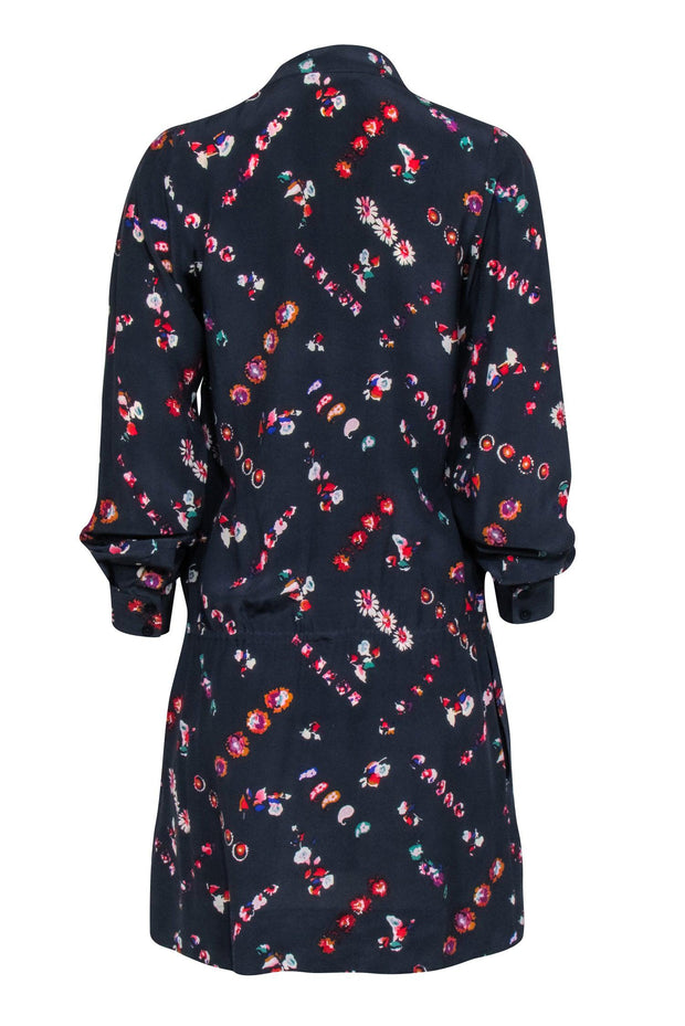 Current Boutique-Rebecca Taylor - Navy Long Sleeve Dress w/ Multi Color Floral Print Sz 2