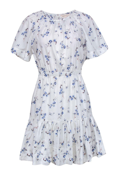 Current Boutique-Rebecca Taylor - White w/ Blue Ditsy Floral Print Dress Sz 2