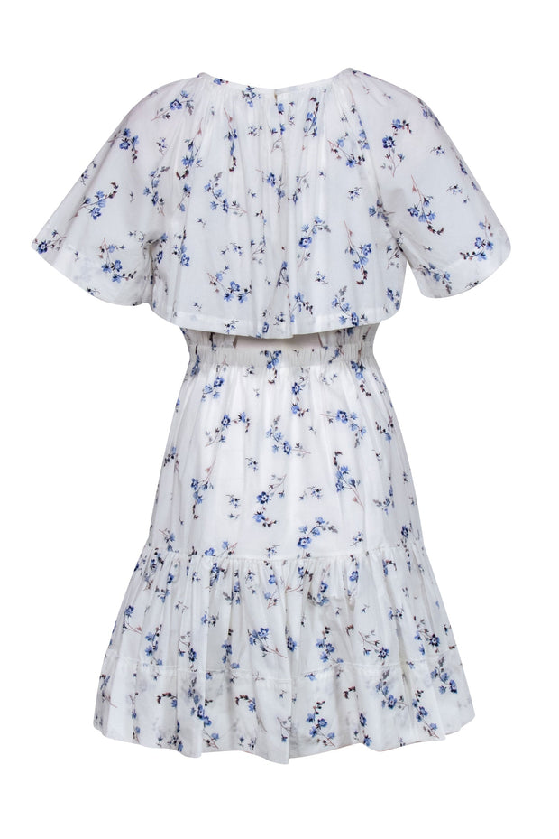 Current Boutique-Rebecca Taylor - White w/ Blue Ditsy Floral Print Dress Sz 2